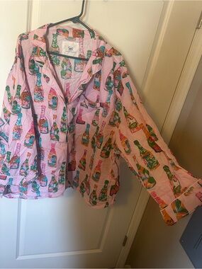 Printfresh by Anthropologie. Pink Bottle Print Pajama set